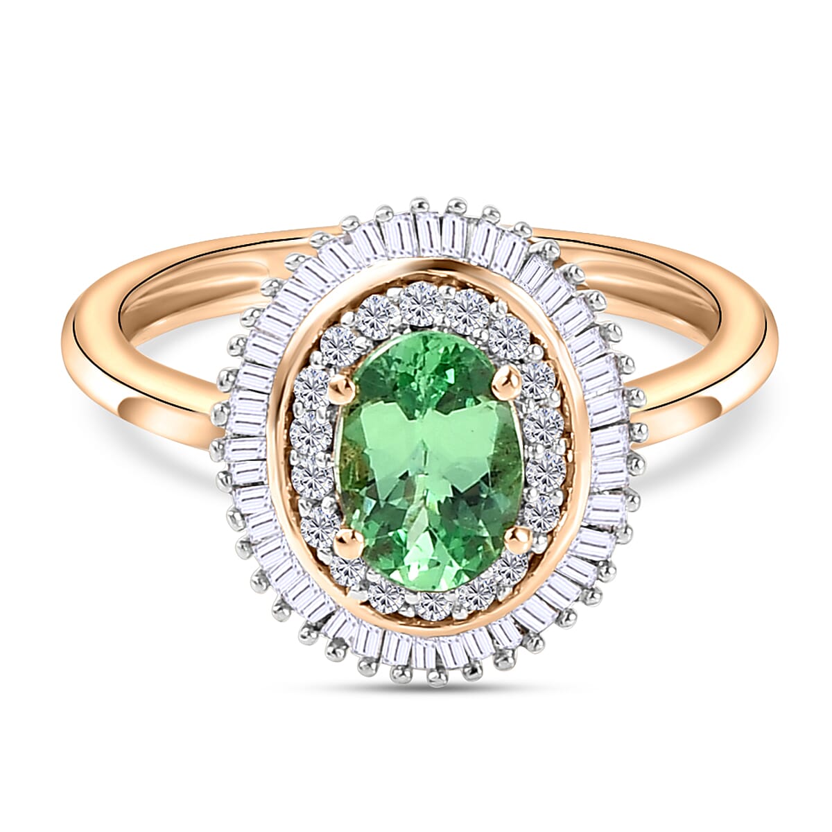 9K Yellow Gold Halo AA Tsavorite Garnet and Diamond Ring 1.09 Ct. 8728792 0