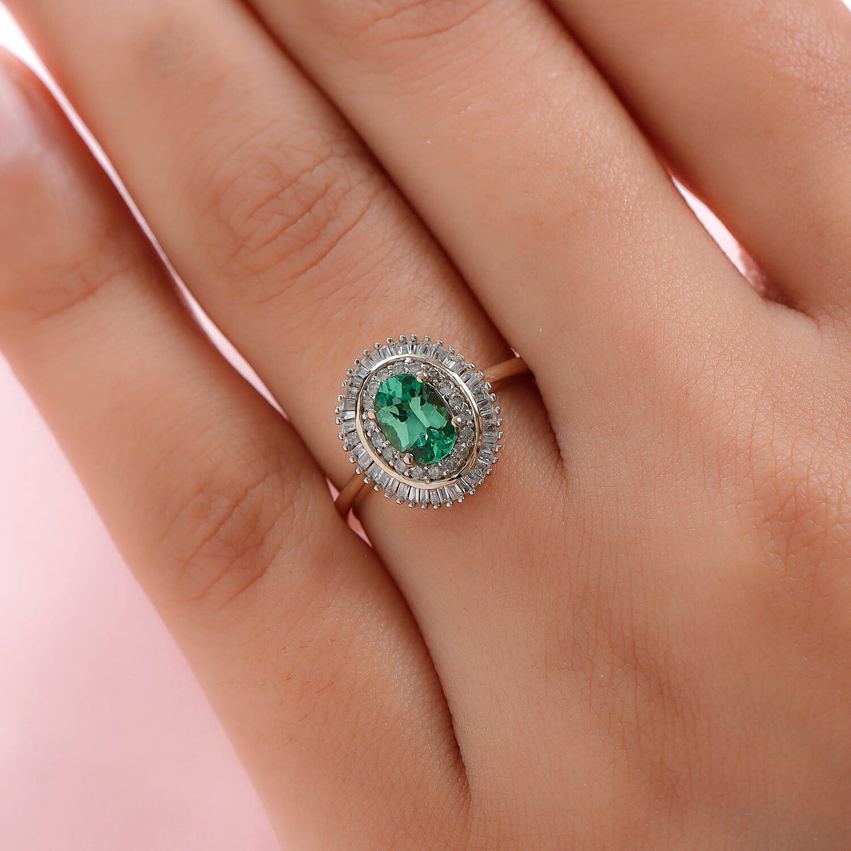 9K Yellow Gold Halo AA Tsavorite Garnet and Diamond Ring 1.09 Ct. 8728792 3