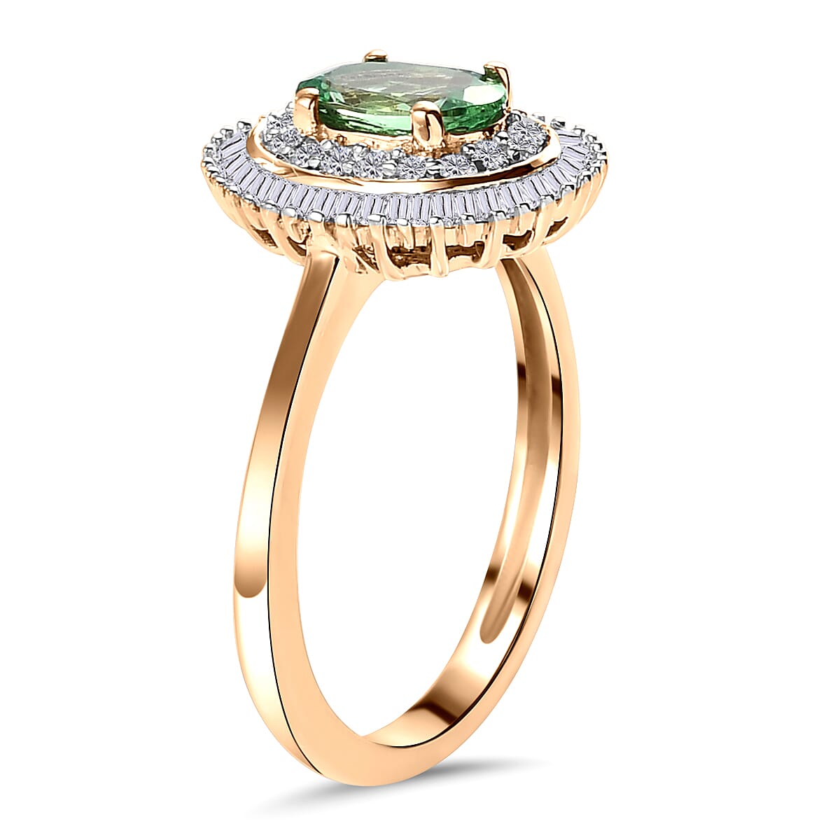 9K Yellow Gold Halo AA Tsavorite Garnet and Diamond Ring 1.09 Ct. 8728792 4