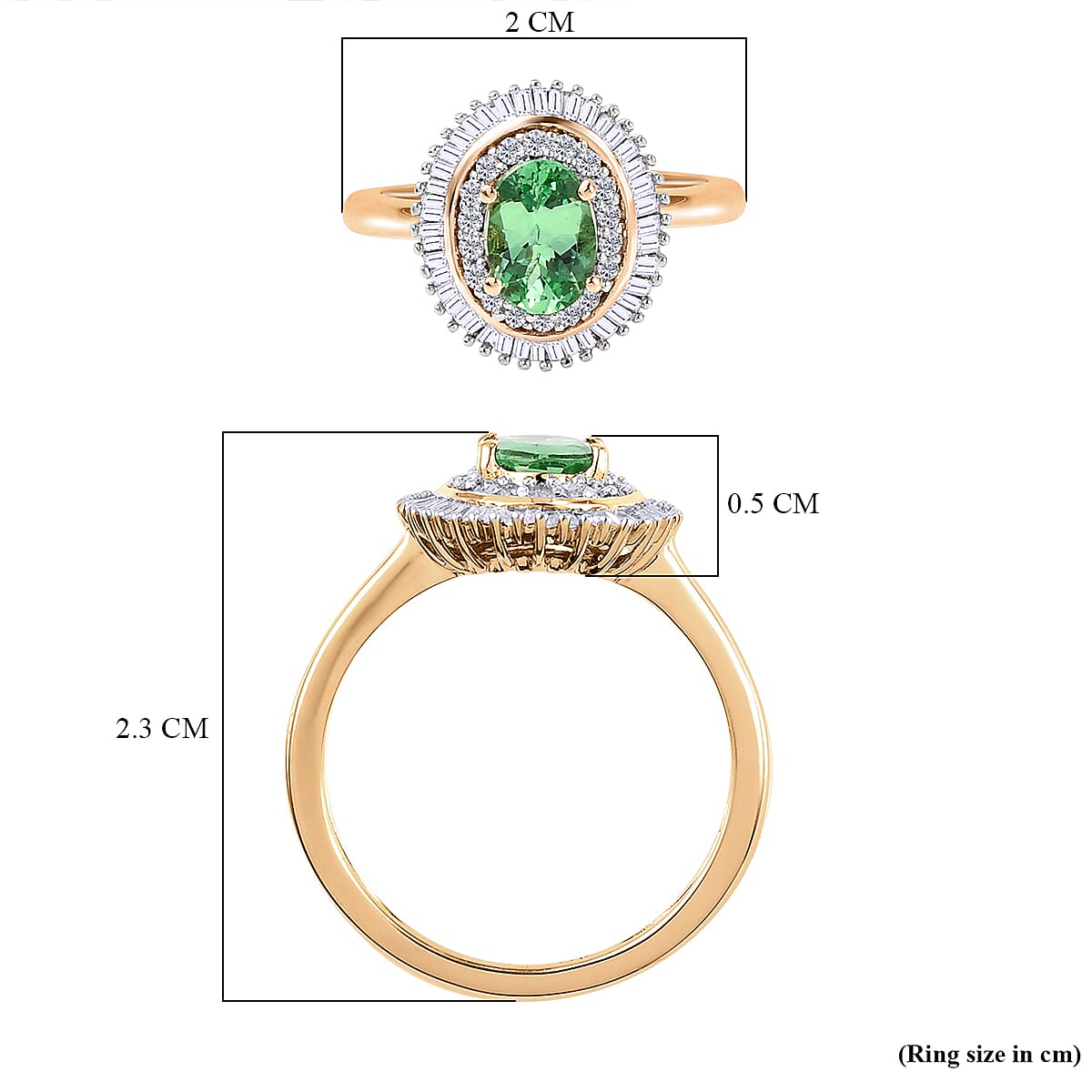 9K Yellow Gold Halo AA Tsavorite Garnet and Diamond Ring 1.09 Ct. 8728792 6