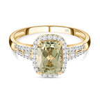 9K Yellow Gold Turkizite and Diamond Halo Ring 1.79 Ct.