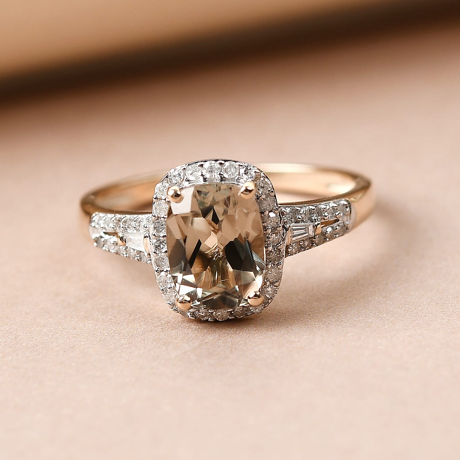9K Yellow Gold Halo AA Turkizite Ring with Diamond 1.79 Ct. 8733717 1