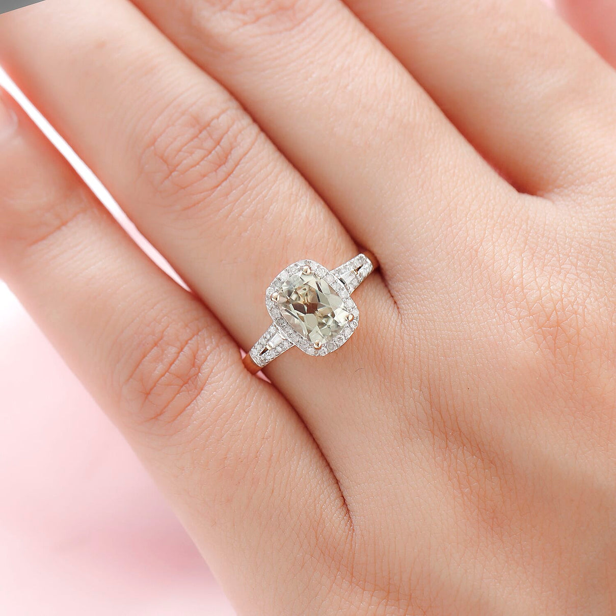 9K Yellow Gold Halo AA Turkizite Ring with Diamond 1.79 Ct. 8733717 2