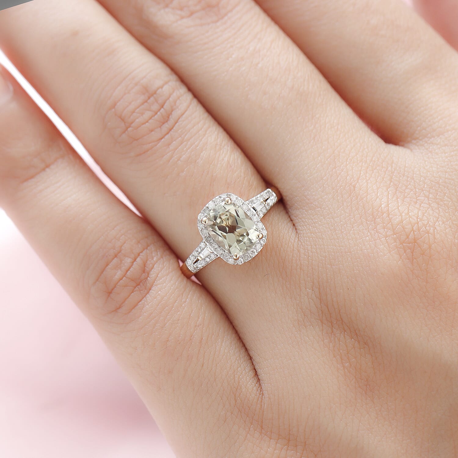 9K Yellow Gold Halo AA Turkizite Ring with Diamond 1.79 Ct. 8733717 2