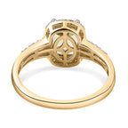 9K Yellow Gold Turkizite and Diamond Halo Ring 1.79 Ct.