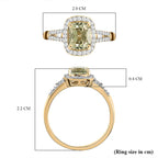 9K Yellow Gold Turkizite and Diamond Halo Ring 1.79 Ct.