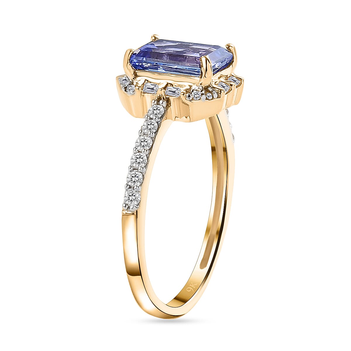 9K Yellow Gold Tanzanite and Diamond Halo Wedding Band Ring 1.85 Ct. 8728019 4