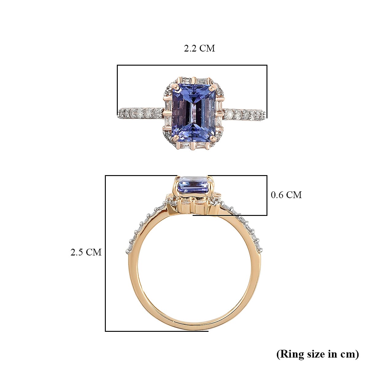 9K Yellow Gold Tanzanite and Diamond Halo Wedding Band Ring 1.85 Ct. 8728019 6