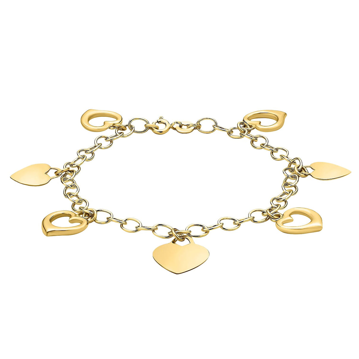 9K Yellow Gold Heart Charms Bracelet 7 Inch 4.7 grams 6093019 0