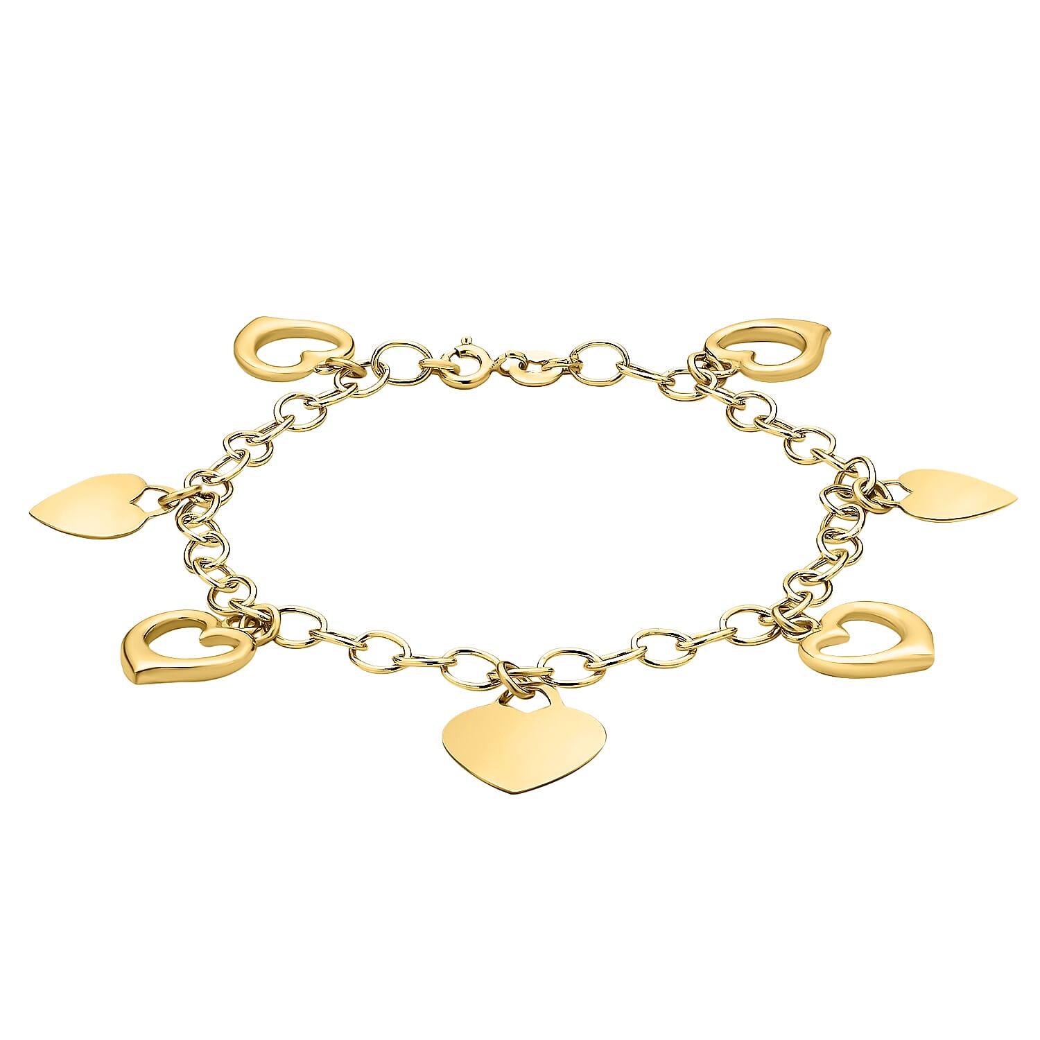 9K Yellow Gold Heart Charms Bracelet 7 Inch 4.7 grams 6093019 0