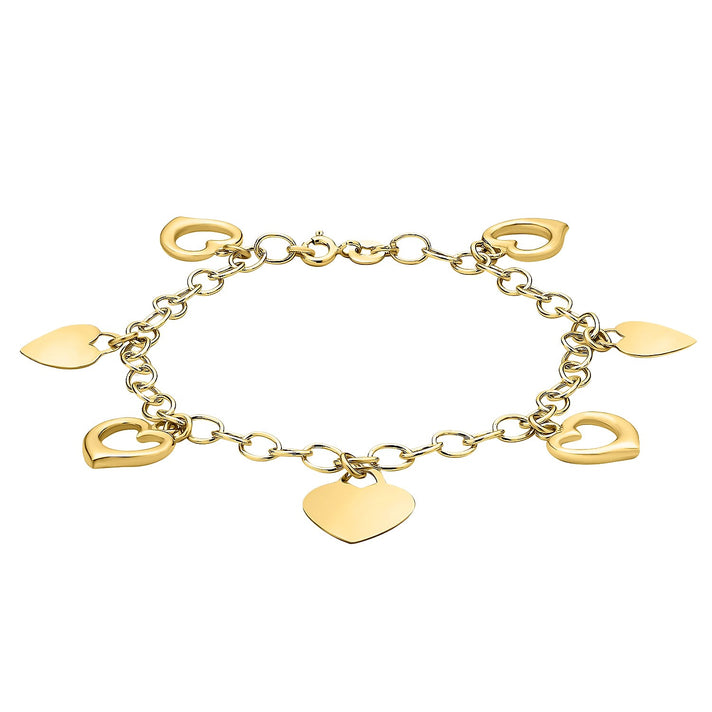 9K Yellow Gold Heart Charms Bracelet 7 Inch 4.7 grams 6093019 1