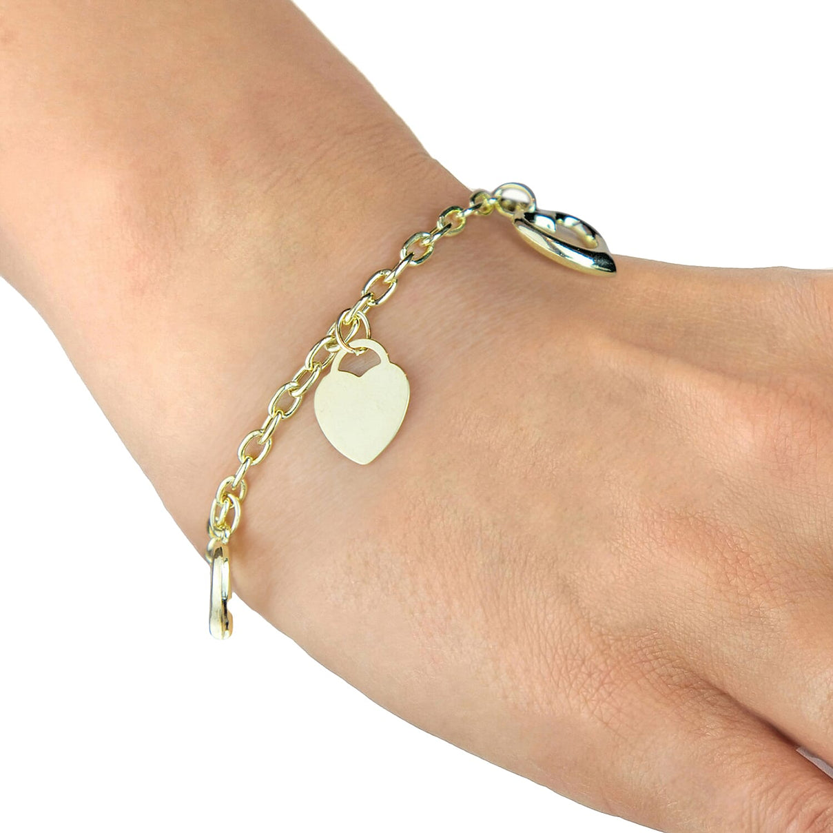 9K Yellow Gold Heart Charms Bracelet 7 Inch 4.7 grams 6093019 2