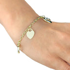 9K Yellow Gold Heart Charms Bracelet 7 Inch, 4.7 grams