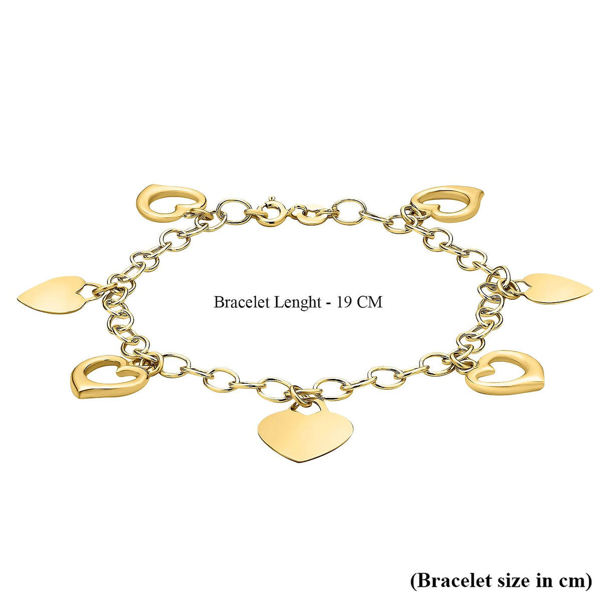 9K Yellow Gold Heart Charms Bracelet 7 Inch 4.7 grams 6093019 3