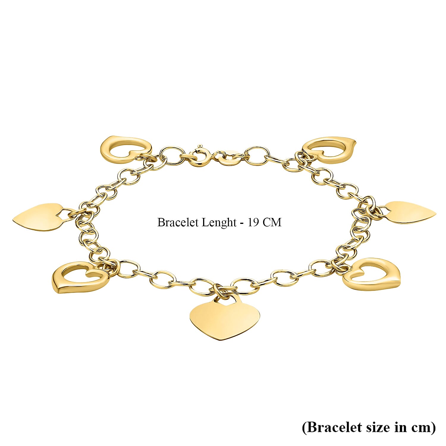 9K Yellow Gold Heart Charms Bracelet 7 Inch 4.7 grams 6093019 3