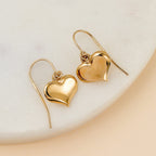 9K Yellow Gold Heart Earrings