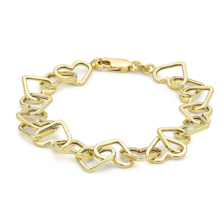 9K Yellow Gold Heart Link Belcher Bracelet 7.5 Inch 8894661 1