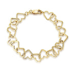 9K Yellow Gold Heart Link Belcher Bracelet 7.5 Inch