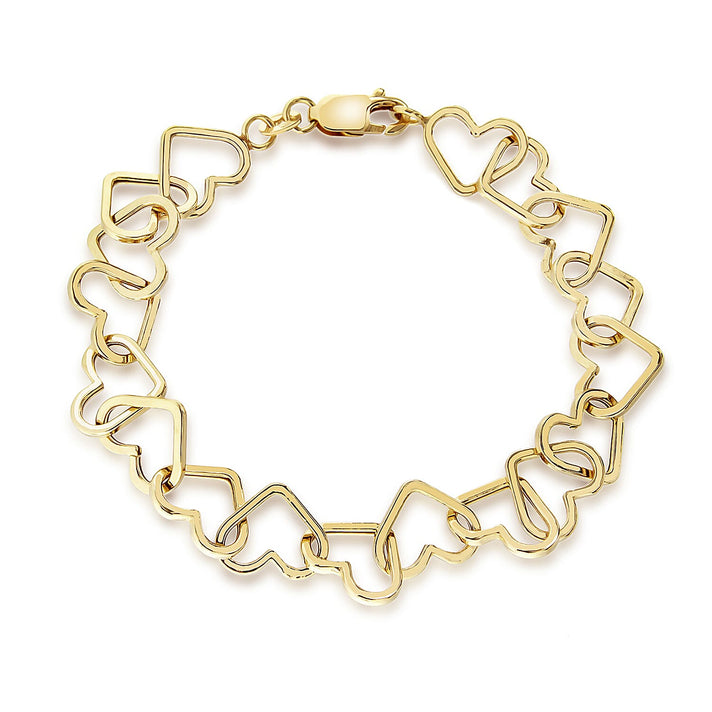 9K Yellow Gold Heart Link Belcher Bracelet 7.5 Inch 8894661 2