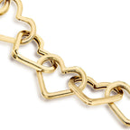 9K Yellow Gold Heart Link Belcher Bracelet 7.5 Inch