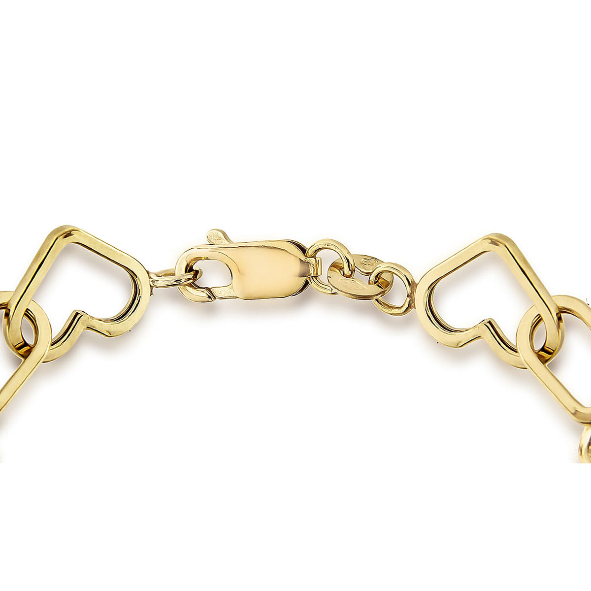 9K Yellow Gold Heart Link Belcher Bracelet 7.5 Inch 8894661 3