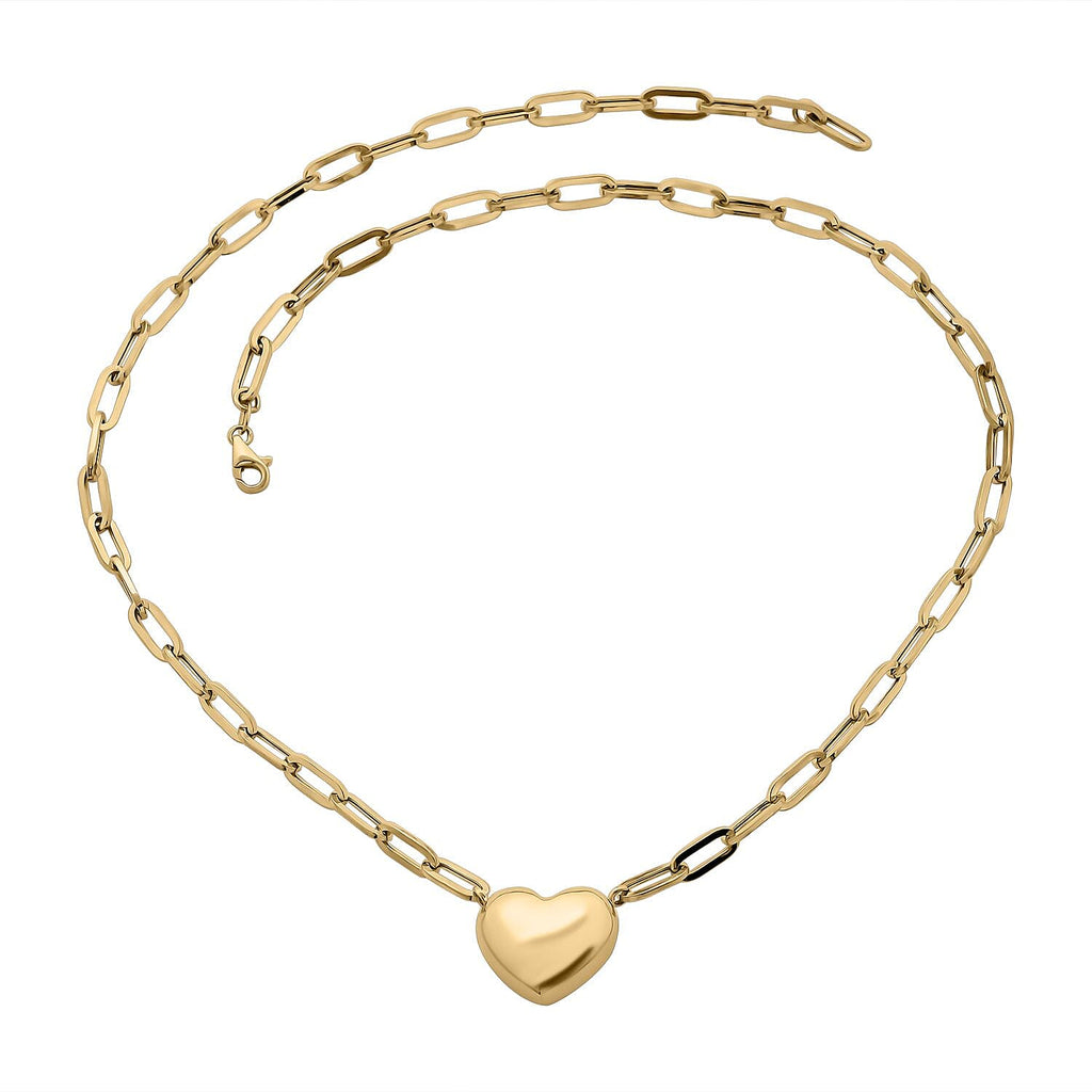 Royal Bali Collection- 9K Yellow Gold Heart Necklace (Size - 20), Gold Wt. 8.75 Gms