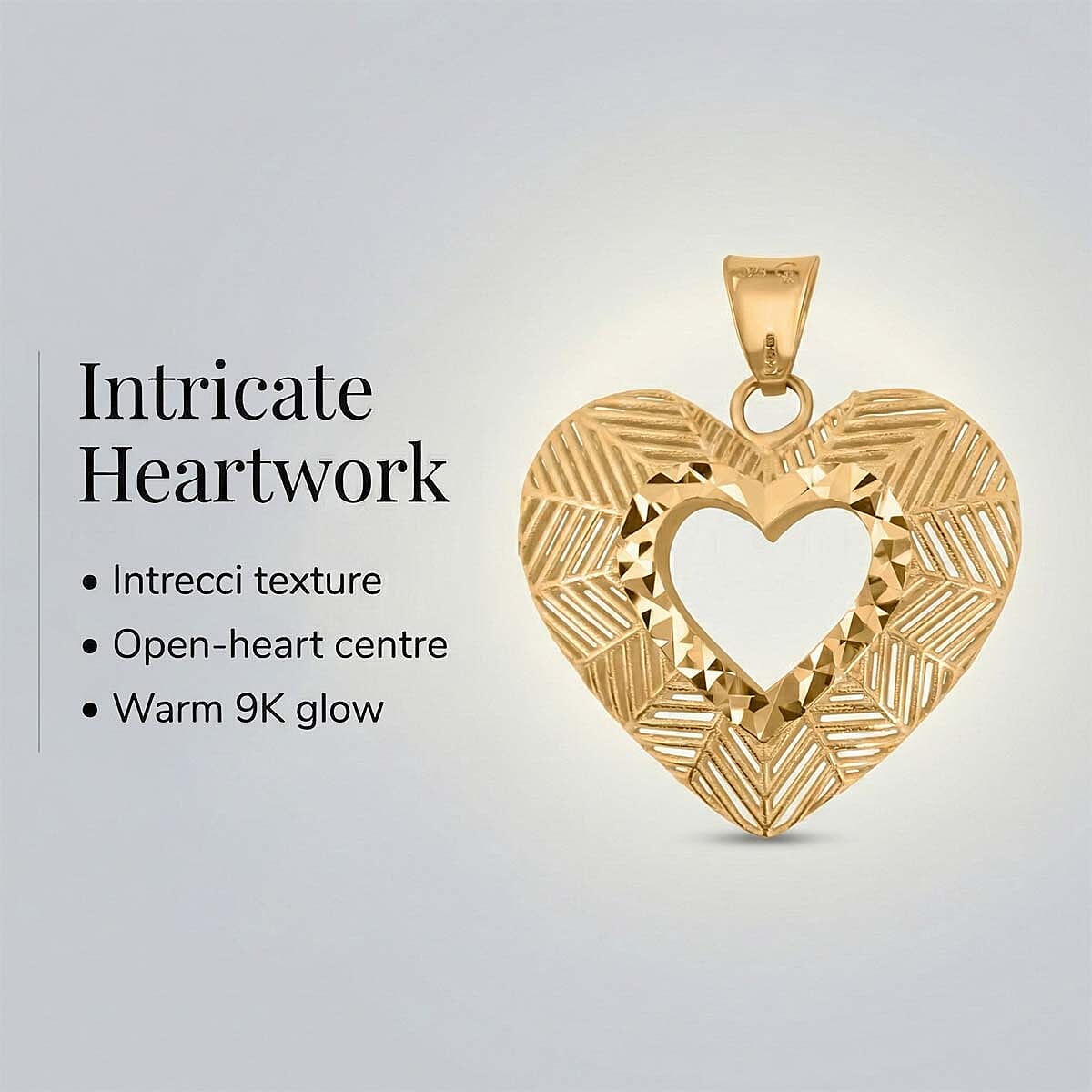 9K Yellow Gold Heart Pendant 7673006 2