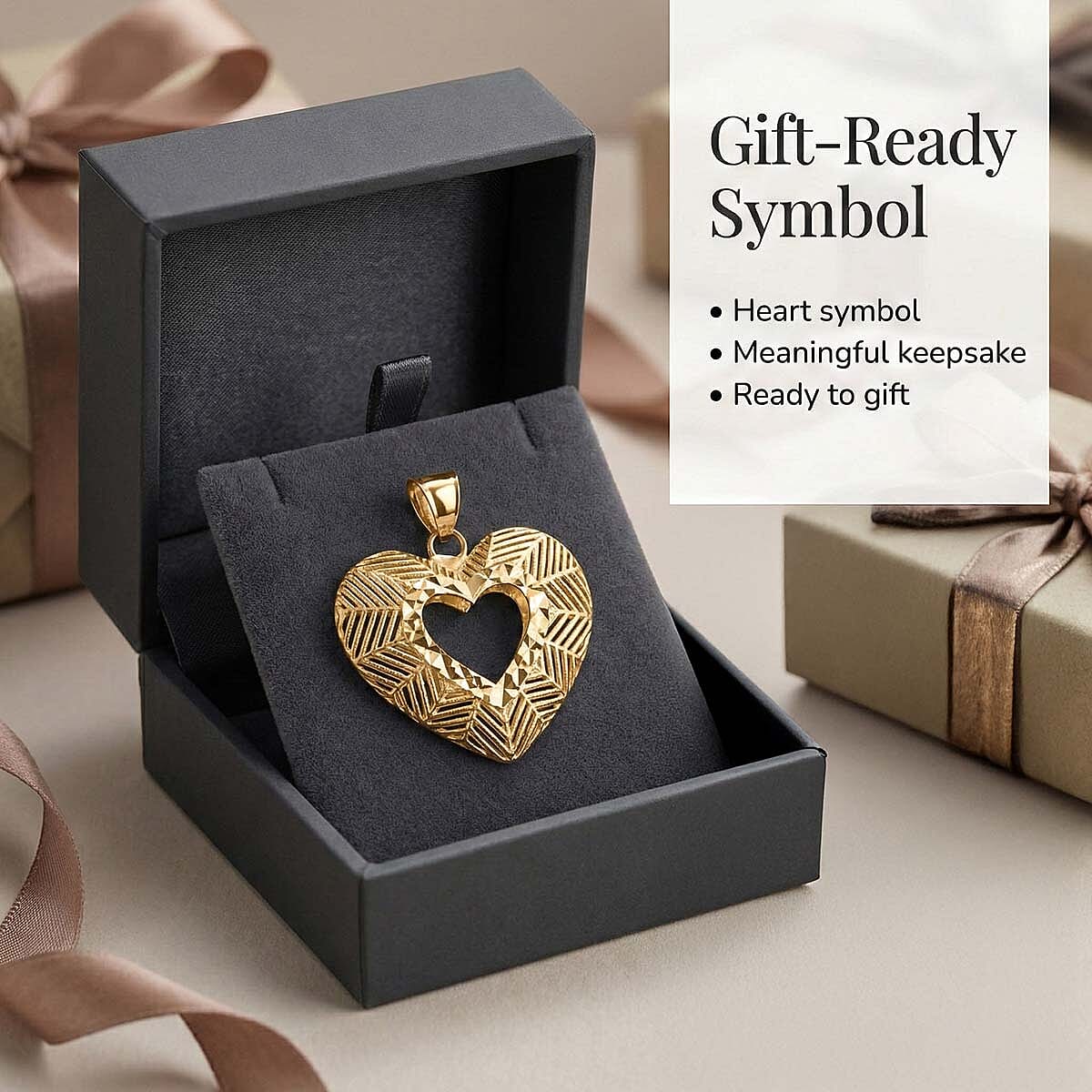 9K Yellow Gold Heart Pendant 7673006 4