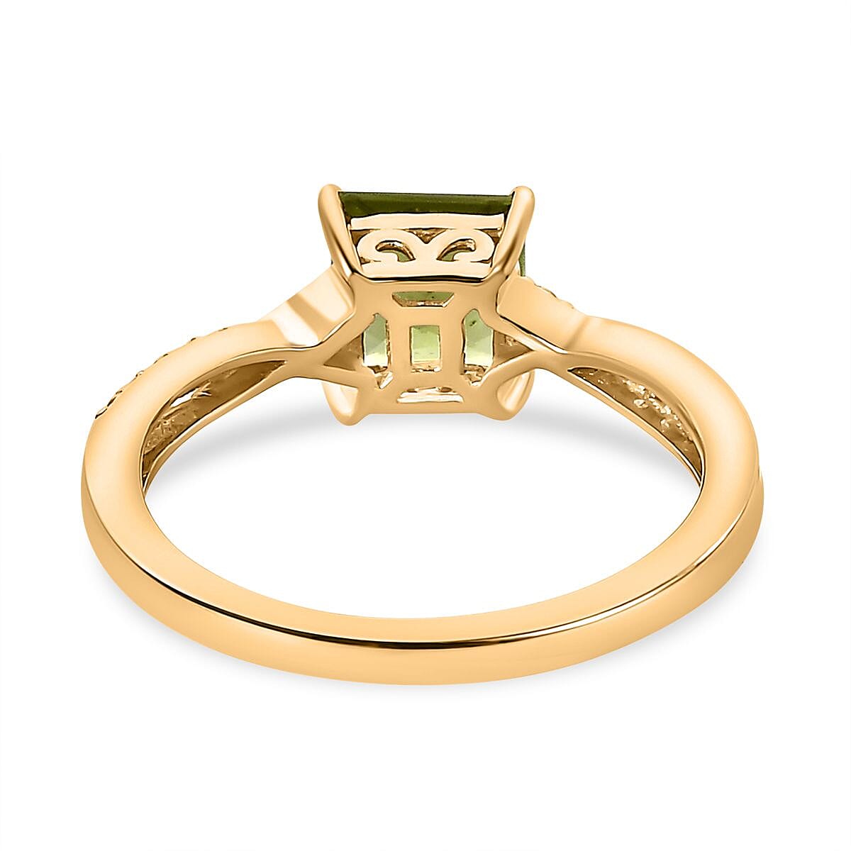 9K Yellow Gold Hebei Peridot and Moissanite Ring 1.14 Ct 7564184 4