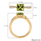 9K Yellow Gold Hebei Peridot and Moissanite Ring 1.14 Ct
