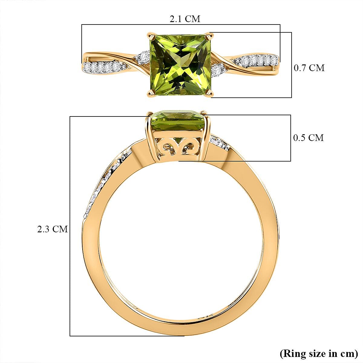 9K Yellow Gold Hebei Peridot and Moissanite Ring 1.14 Ct 7564184 5