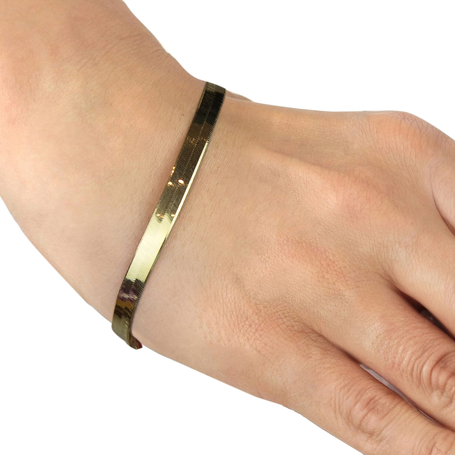 9K Yellow Gold Herringbone Chain Bracelet 7.5 Inch 3.9 grams 6093029 1