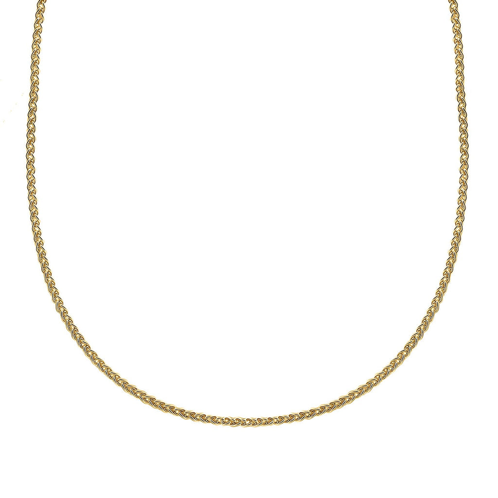 9K Yellow Gold High Finish 1.4MM Spiga Chain 18 Inch, 3.1 grams