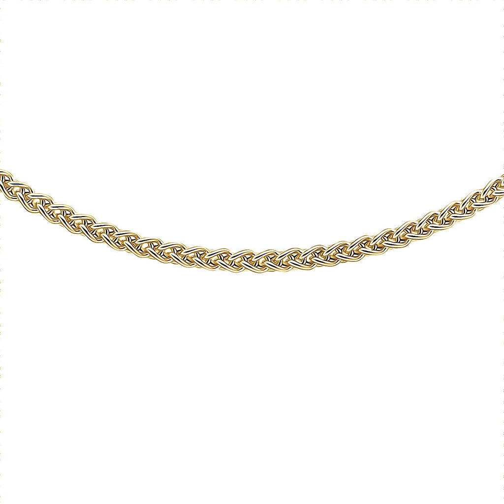 9K Yellow Gold High Finish 1.4MM Spiga Chain 18 Inch, 3.1 grams