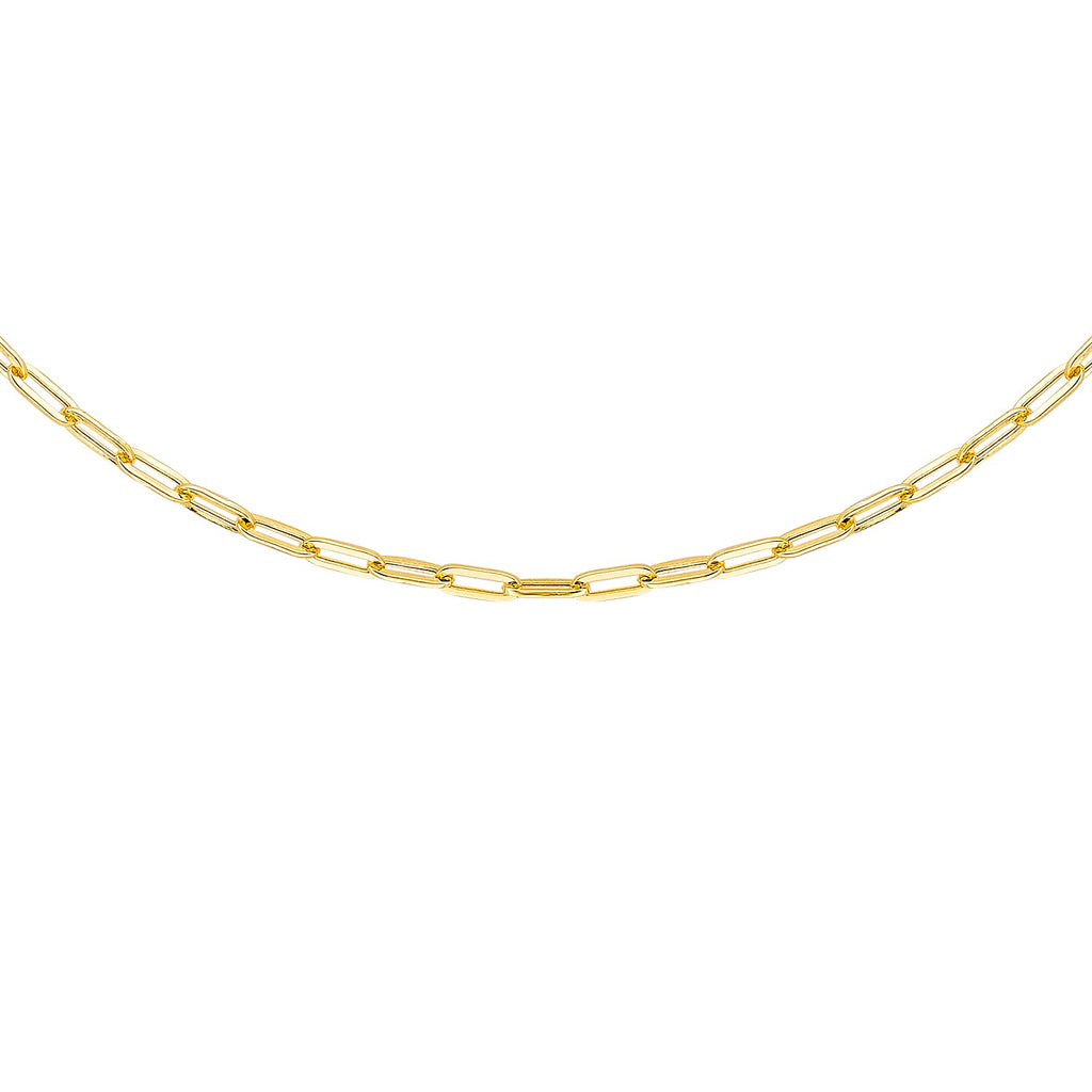 9K Yellow Gold High Finish 2.3MM Paper Chain 16 Inch, 1.7 grams