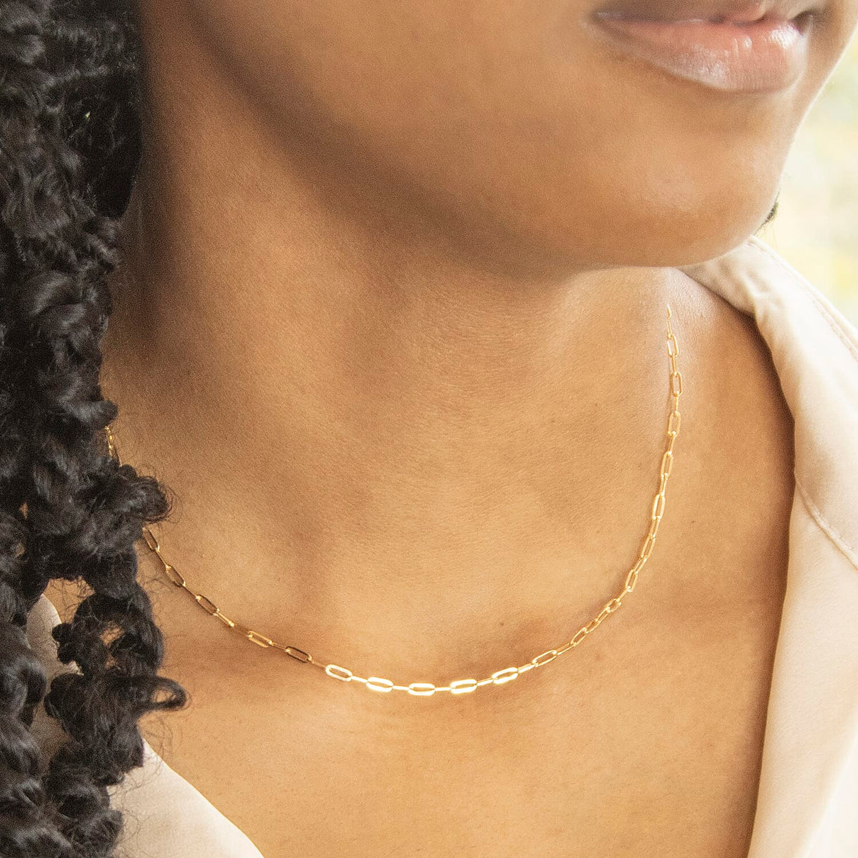 9K Yellow Gold 2.3MM Paperclip Chain with Spring Ring Clasp 16 Inch High Finish 6093059 1