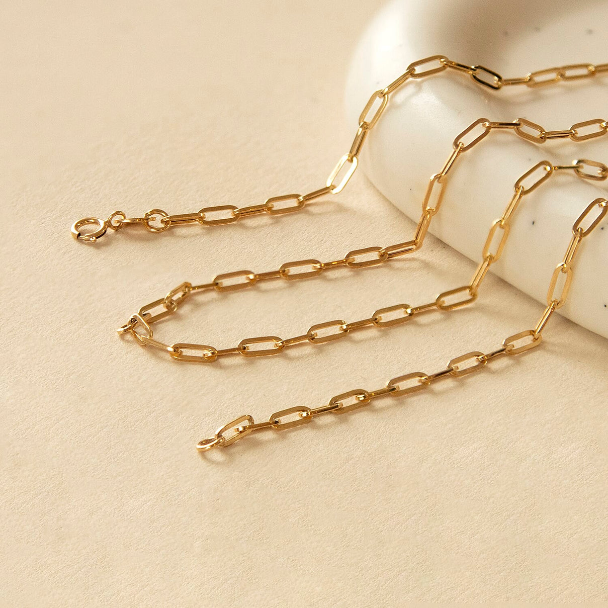 9K Yellow Gold 2.3MM Paperclip Chain with Spring Ring Clasp 16 Inch High Finish 6093059 2