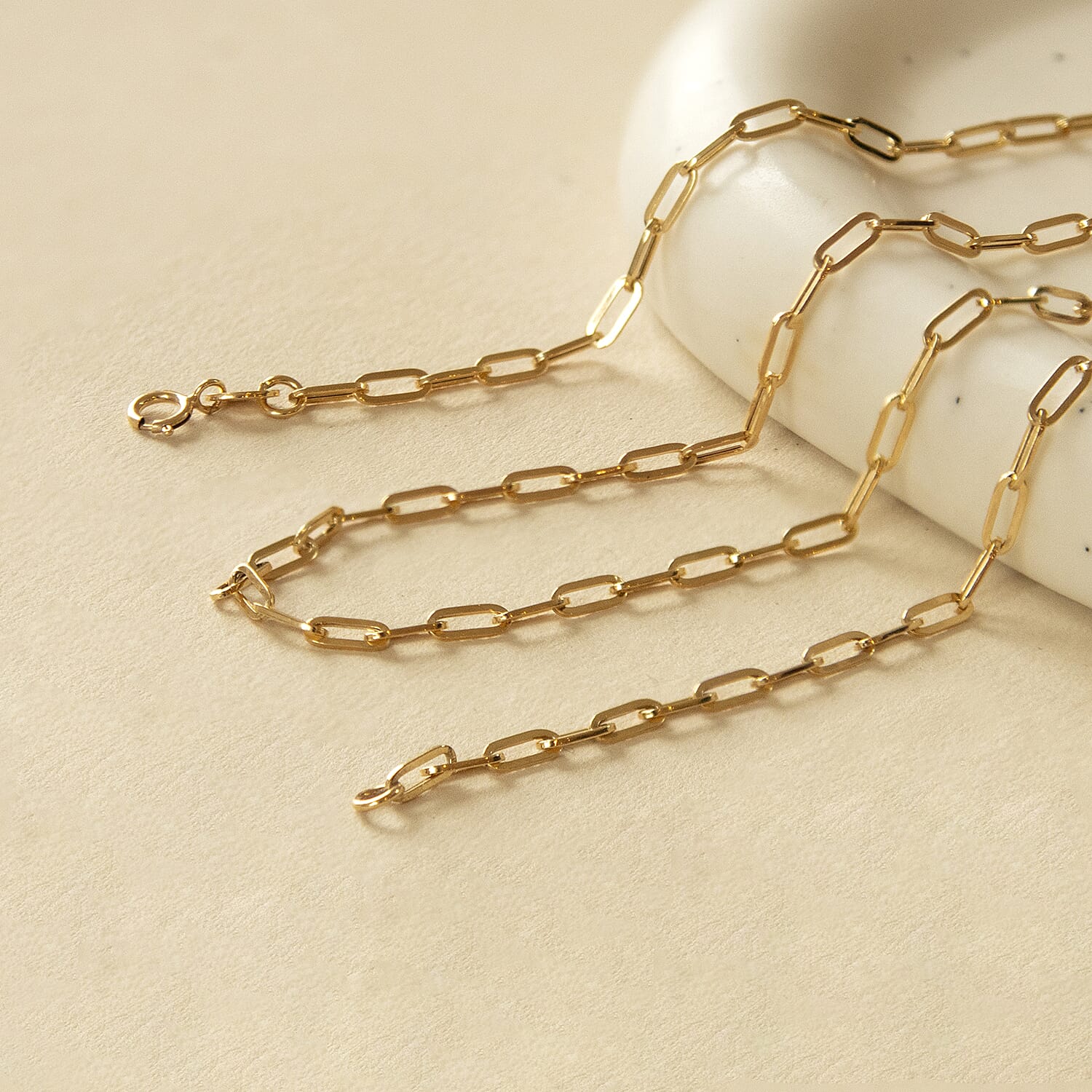 9K Yellow Gold 2.3MM Paperclip Chain with Spring Ring Clasp 16 Inch High Finish 6093059 2