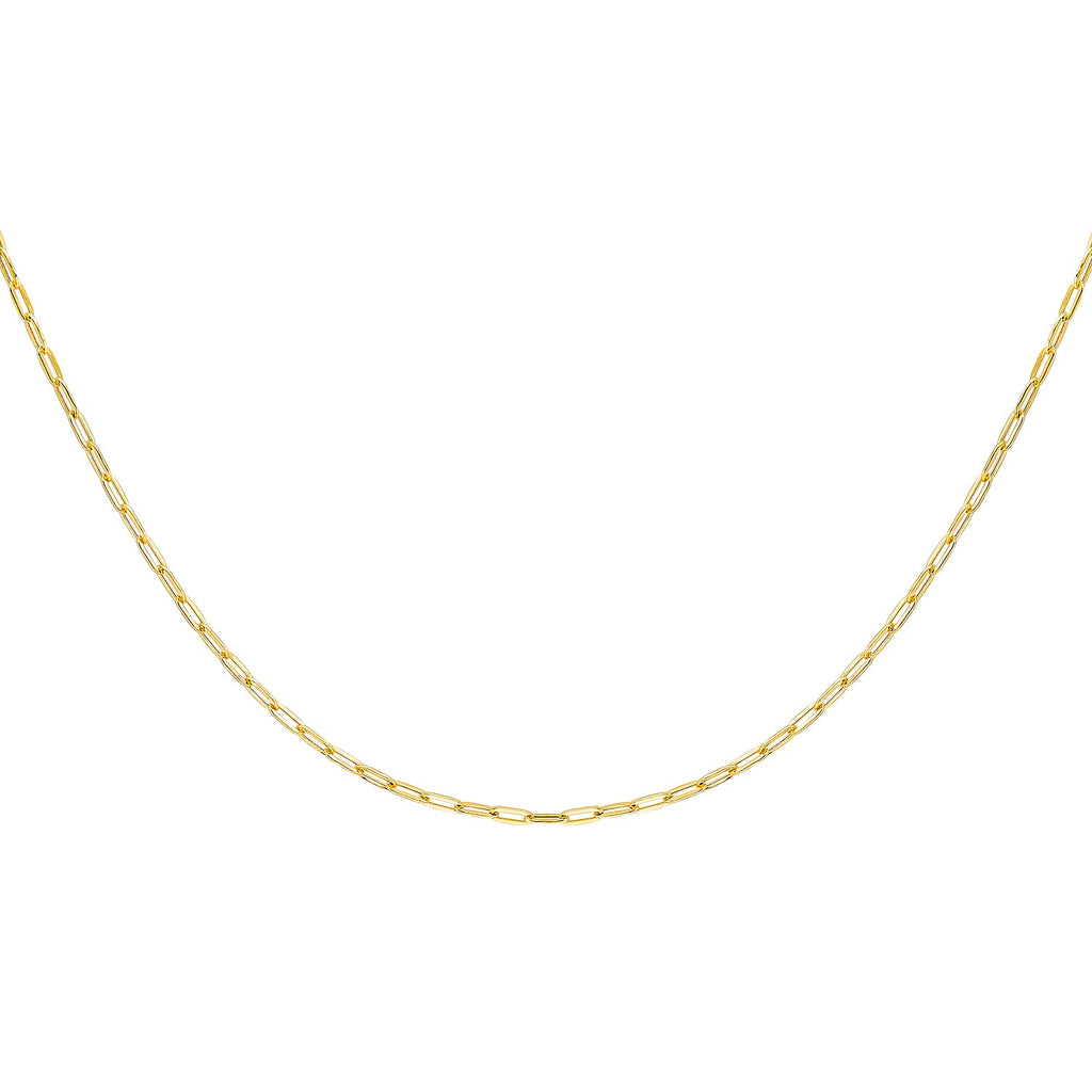 9K Yellow Gold High Finish 2.3MM Paper Chain 16 Inch, 1.7 grams