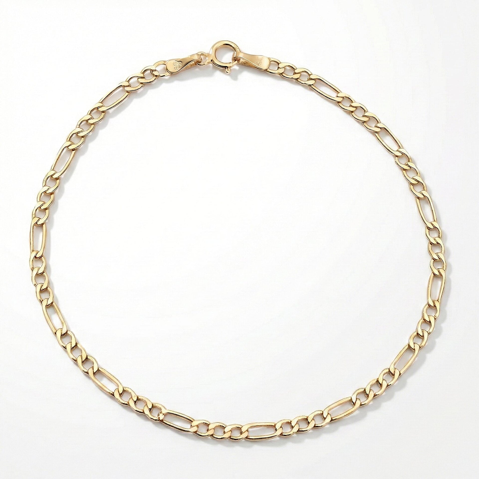 9K Yellow Gold High Finish Bracelet in  Hollow Figaro Pattern Size 7.5 Inch 3554422 0