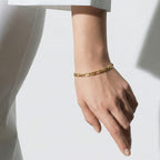 9K Yellow Gold Hollow Figaro Bracelet (Size 7.5) with Spring Ring Clasp