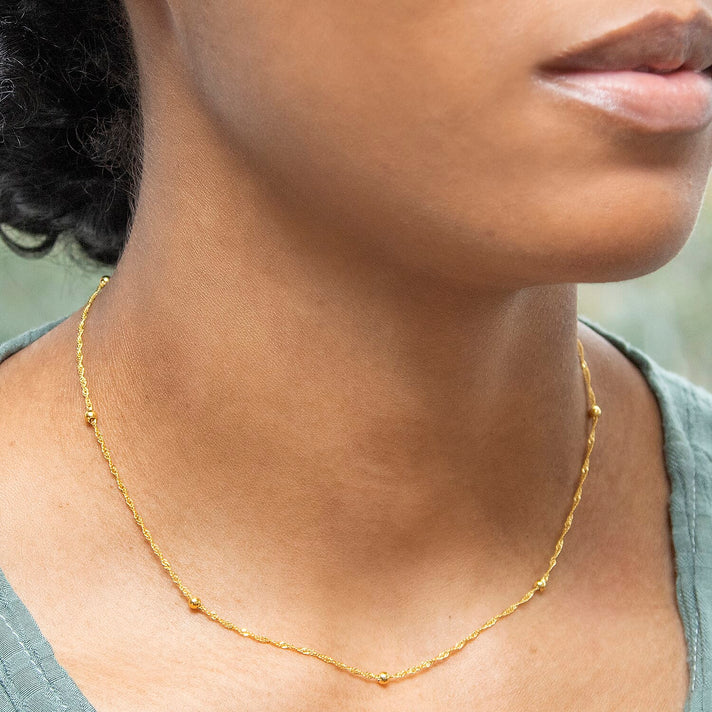 9K Yellow Gold High Finish Diamond Cut Ball And Twist Curb Chain 18 Inch 1.9 grams 6093064 2