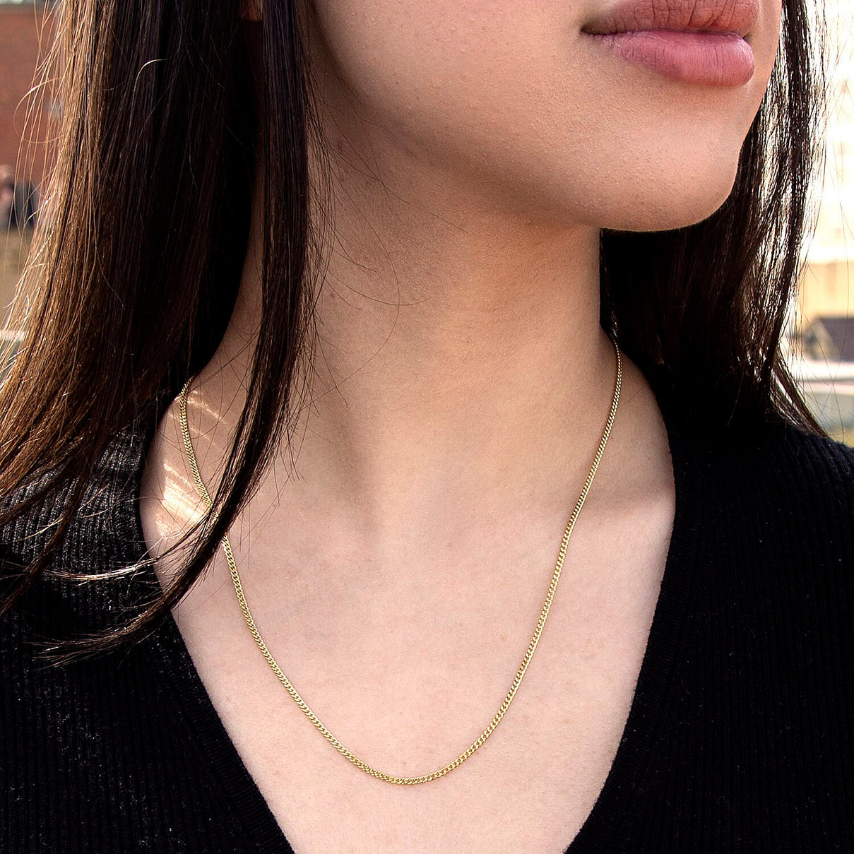 9K Yellow Gold High Finish Flat Curb Chain 20 Inch 2 grams 6093084 2