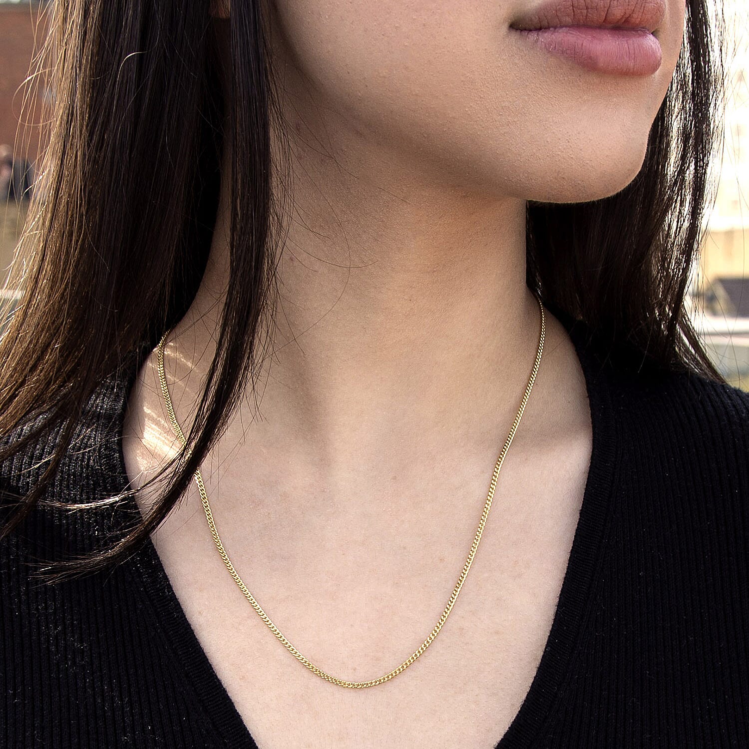 9K Yellow Gold High Finish Flat Curb Chain 20 Inch 2 grams 6093084 2