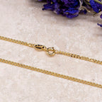 9K Yellow Gold High Finish Flat Curb Chain 22 Inch, 2.2 grams
