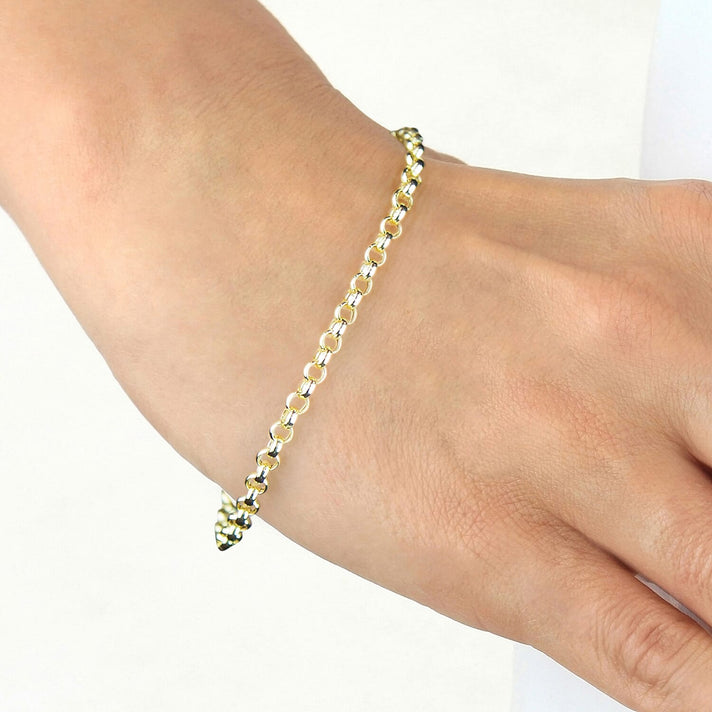 9K Yellow Gold High Finish Hollow Belcher Bracelet 7 Inch 1.5 grams 6093018 2