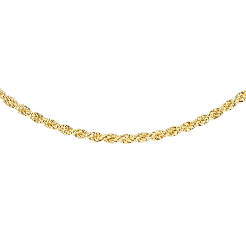 9K Yellow Gold High Finish Rope Chain 22 Inch, 4.6 grams