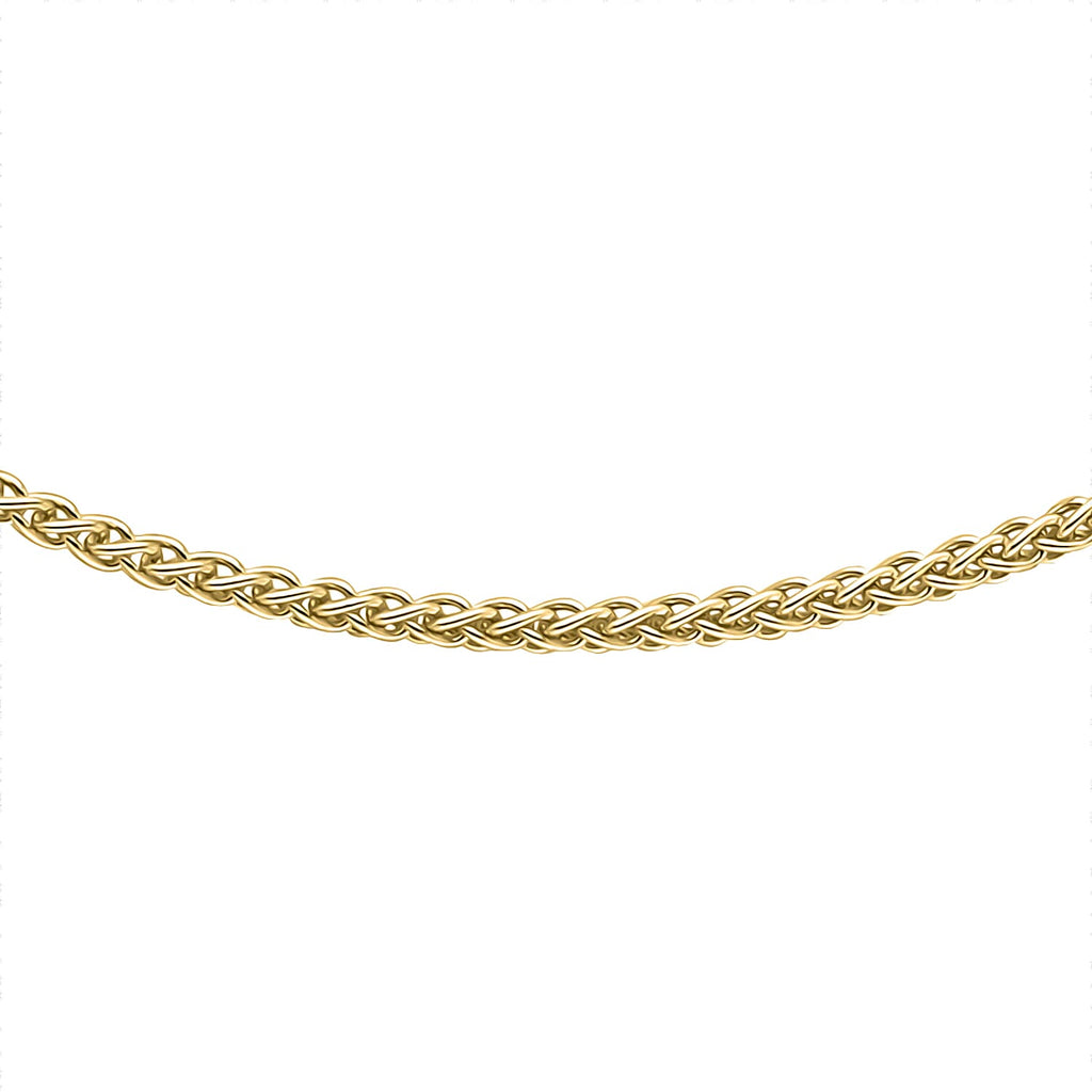 9K Yellow Gold High Finish Spiga Chain 16 Inch, 2.1 grams