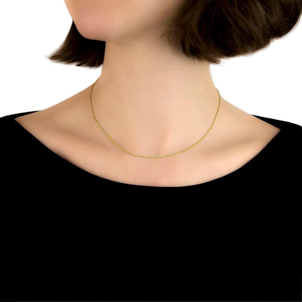 9K Yellow Gold High Finish Spiga Chain 16 Inch, 2.1 grams