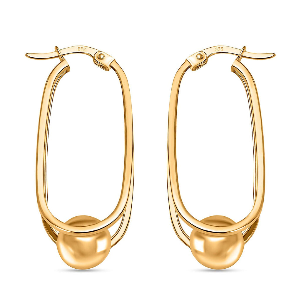 9K Yellow Gold Hinged Hoop Earrings